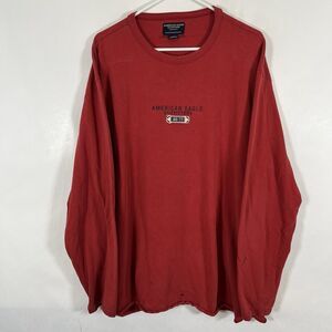Vintage Y2K American Eagle Long Sleeve T Shirt Mens Size XL Red Semi Distressed